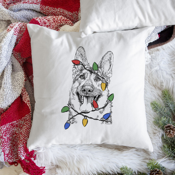 Christmas Lights Dog Breed Throw Pillow Cover - 40+ Dog Breeds