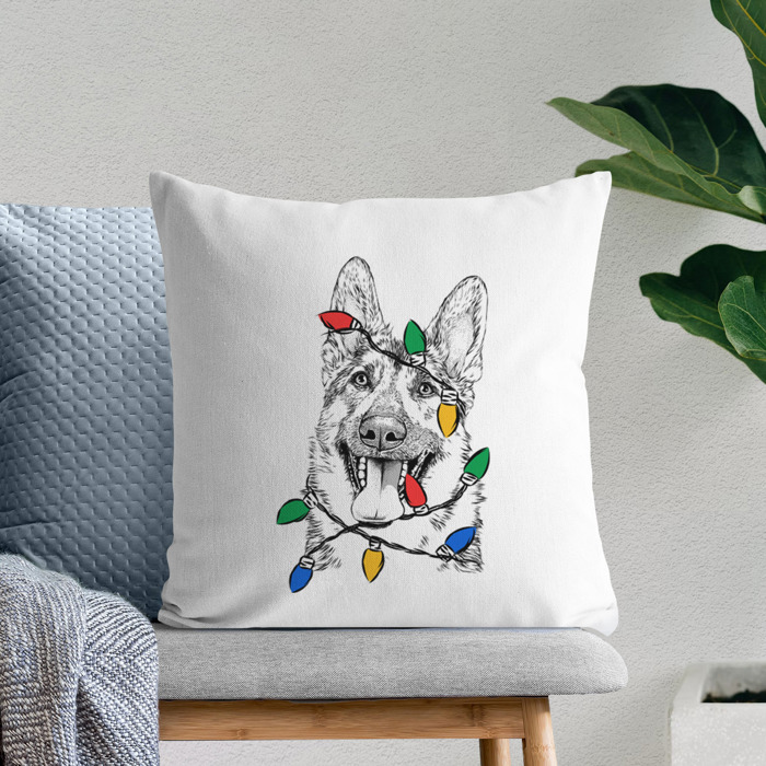 Christmas Lights Dog Breed Throw Pillow Cover - 40+ Dog Breeds
