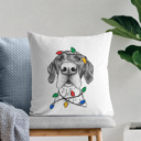 German Shorthaired Pointer Christmas Lights Dog Breed Throw Pillow Cover - 40+ Dog Breeds