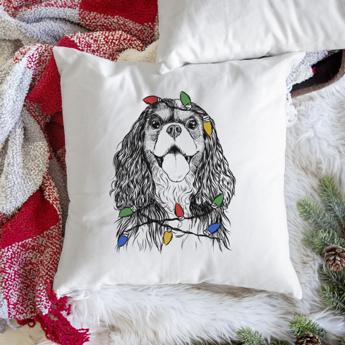Christmas Lights Dog Breed Throw Pillow Cover - 40+ Dog Breeds