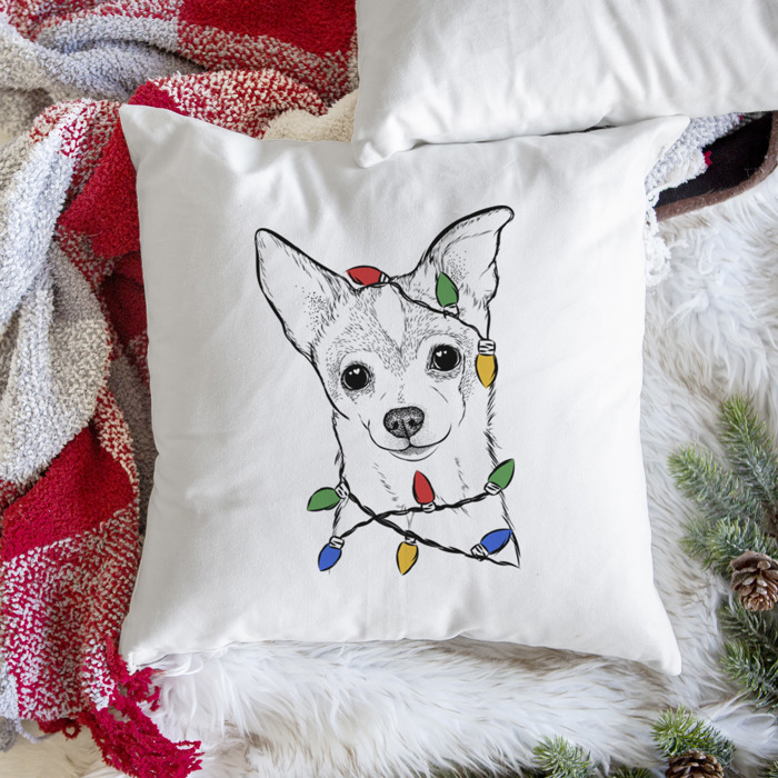 Christmas Lights Dog Breed Throw Pillow Cover - 40+ Dog Breeds