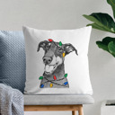 Doberman Pinscher Natural Christmas Lights Dog Breed Throw Pillow Cover - 40+ Dog Breeds