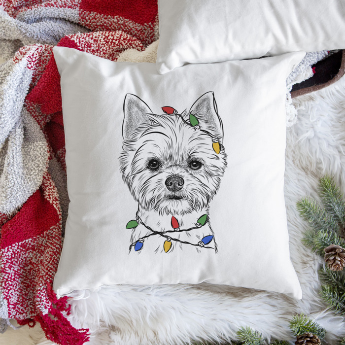 Christmas Lights Dog Breed Throw Pillow Cover - 40+ Dog Breeds