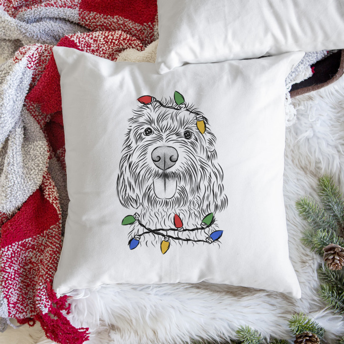 Christmas Lights Dog Breed Throw Pillow Cover - 40+ Dog Breeds