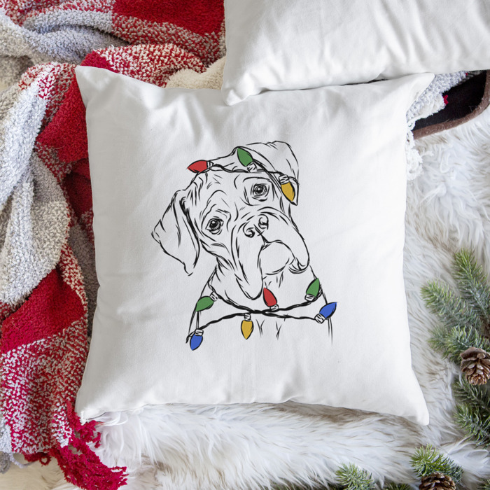 Christmas Lights Dog Breed Throw Pillow Cover - 40+ Dog Breeds