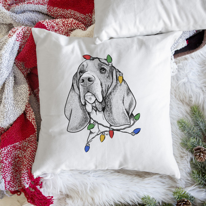 Christmas Lights Dog Breed Throw Pillow Cover - 40+ Dog Breeds