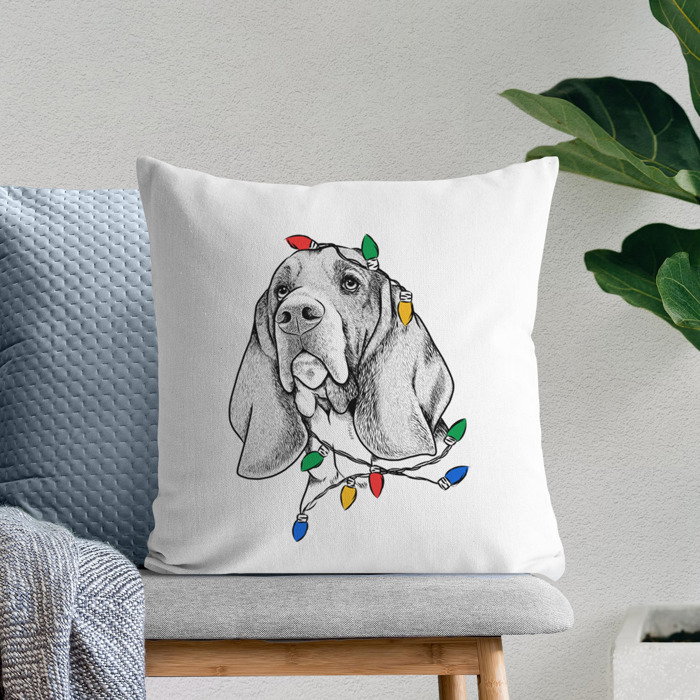 Christmas Lights Dog Breed Throw Pillow Cover - 40+ Dog Breeds