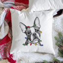 Boston Terrier Christmas Lights Dog Breed Throw Pillow Cover - 40+ Dog Breeds
