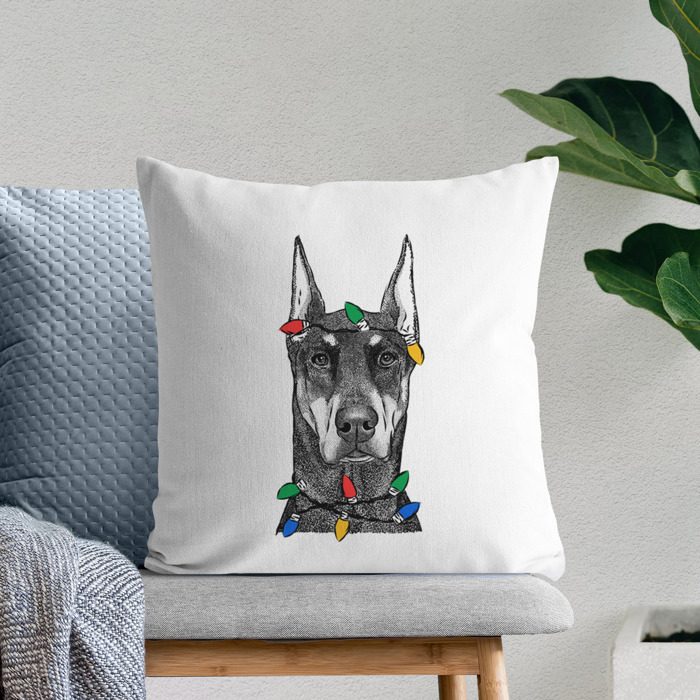 Christmas Lights Dog Breed Throw Pillow Cover - 40+ Dog Breeds