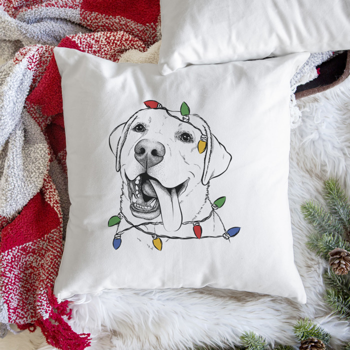 Christmas Lights Dog Breed Throw Pillow Cover - 40+ Dog Breeds