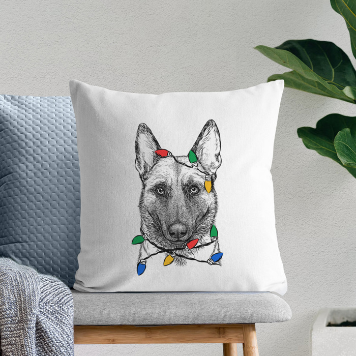 Christmas Lights Dog Breed Throw Pillow Cover - 40+ Dog Breeds
