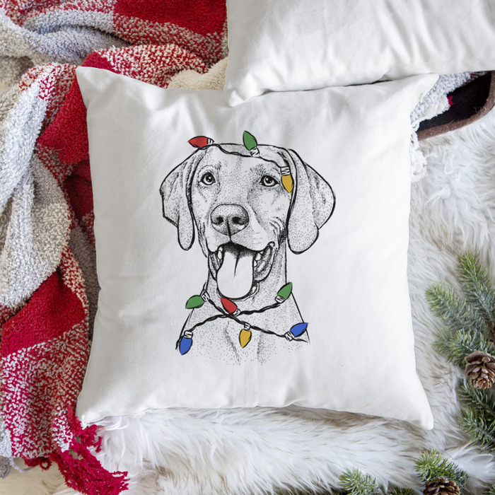 Christmas Lights Dog Breed Throw Pillow Cover - 40+ Dog Breeds