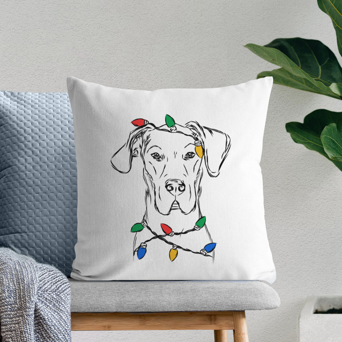 Christmas Lights Dog Breed Throw Pillow Cover - 40+ Dog Breeds