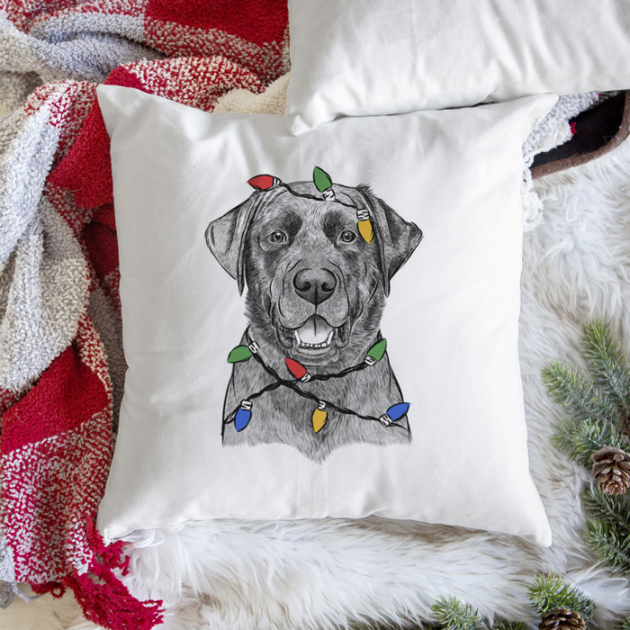 Christmas Lights Dog Breed Throw Pillow Cover - 40+ Dog Breeds