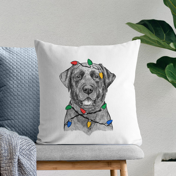 Christmas Lights Dog Breed Throw Pillow Cover - 40+ Dog Breeds