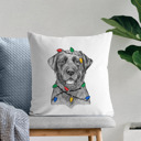 Black Lab Christmas Lights Dog Breed Throw Pillow Cover - 40+ Dog Breeds