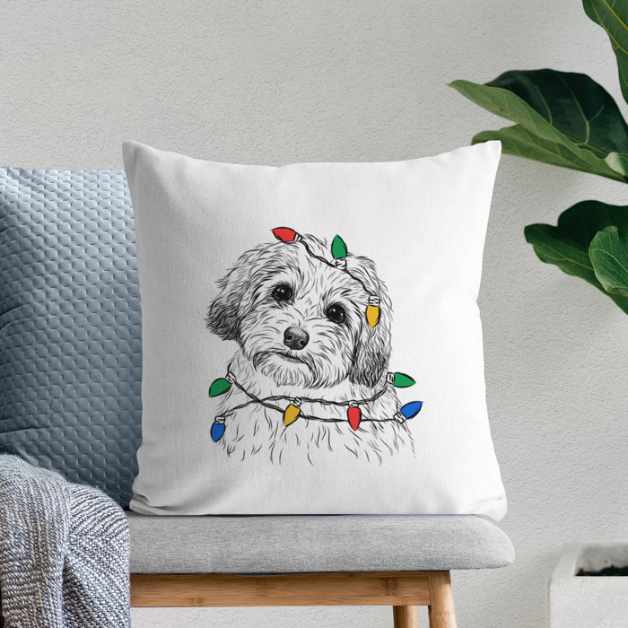 Christmas Lights Dog Breed Throw Pillow Cover - 40+ Dog Breeds