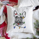 French Bulldog 1 Christmas Lights Dog Breed Throw Pillow Cover - 40+ Dog Breeds