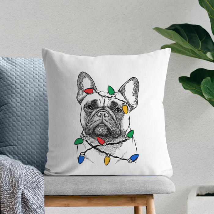 Christmas Lights Dog Breed Throw Pillow Cover - 40+ Dog Breeds