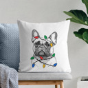 French Bulldog 1 Christmas Lights Dog Breed Throw Pillow Cover - 40+ Dog Breeds
