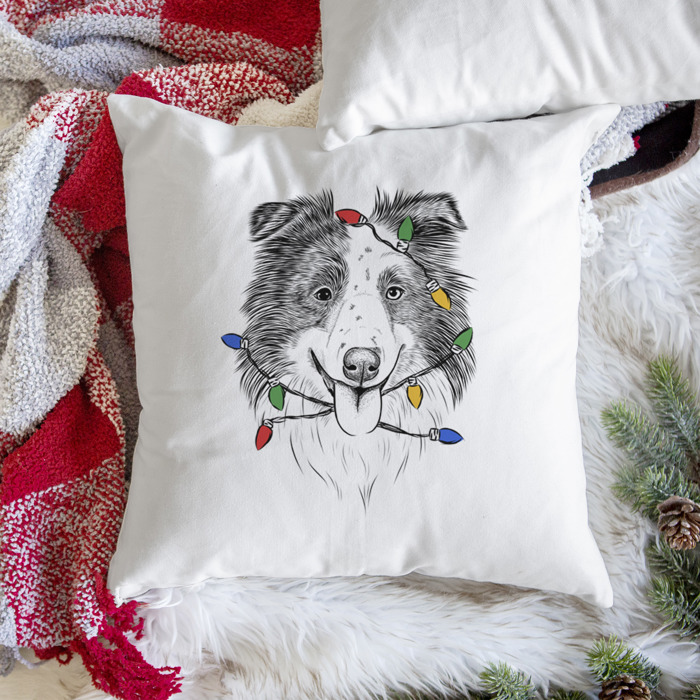 Christmas Lights Dog Breed Throw Pillow Cover - 40+ Dog Breeds