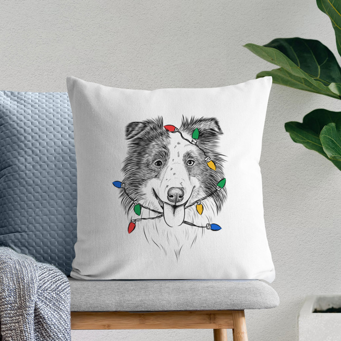 Christmas Lights Dog Breed Throw Pillow Cover - 40+ Dog Breeds