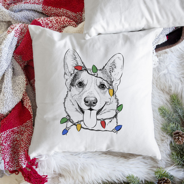 Christmas Lights Dog Breed Throw Pillow Cover - 40+ Dog Breeds