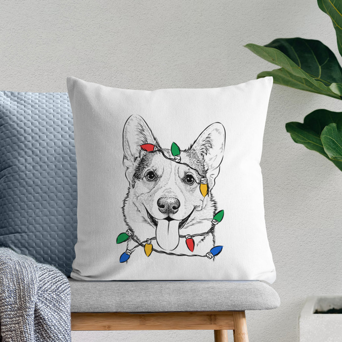 Christmas Lights Dog Breed Throw Pillow Cover - 40+ Dog Breeds