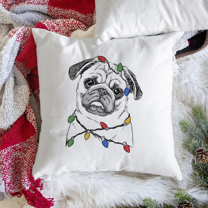 Christmas Lights Dog Breed Throw Pillow Cover - 40+ Dog Breeds