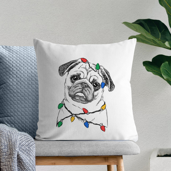 Christmas Lights Dog Breed Throw Pillow Cover - 40+ Dog Breeds