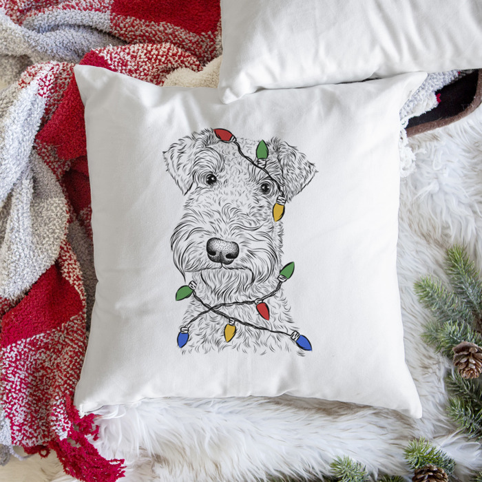 Christmas Lights Dog Breed Throw Pillow Cover - 40+ Dog Breeds
