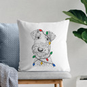 Airedale Terrier Christmas Lights Dog Breed Throw Pillow Cover - 40+ Dog Breeds