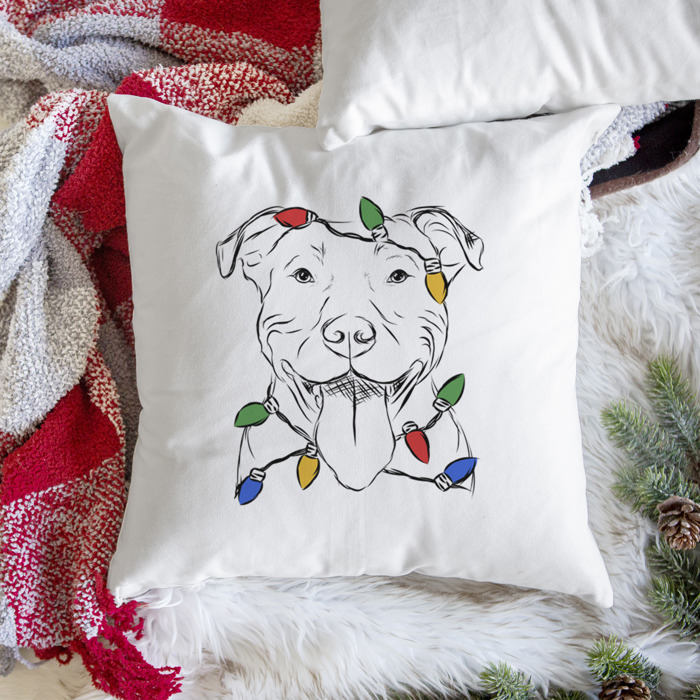 Christmas Lights Dog Breed Throw Pillow Cover - 40+ Dog Breeds