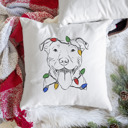 Pitbull Christmas Lights Dog Breed Throw Pillow Cover - 40+ Dog Breeds