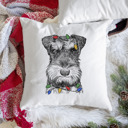 Mini Schnauzer Christmas Lights Dog Breed Throw Pillow Cover - 40+ Dog Breeds