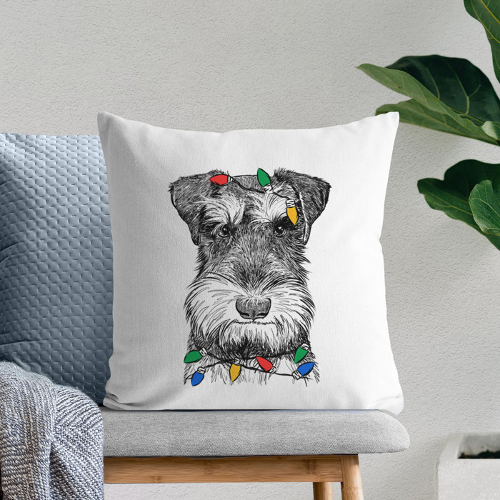 Christmas Lights Dog Breed Throw Pillow Cover - 40+ Dog Breeds