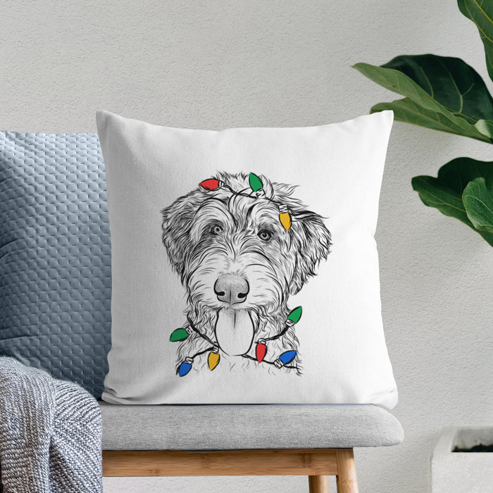 Christmas Lights Dog Breed Throw Pillow Cover - 40+ Dog Breeds