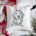 Golden Retriever Christmas Lights Dog Breed Throw Pillow Cover - 40+ Dog Breeds