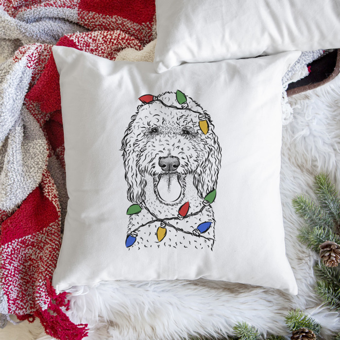 Christmas Lights Dog Breed Throw Pillow Cover - 40+ Dog Breeds