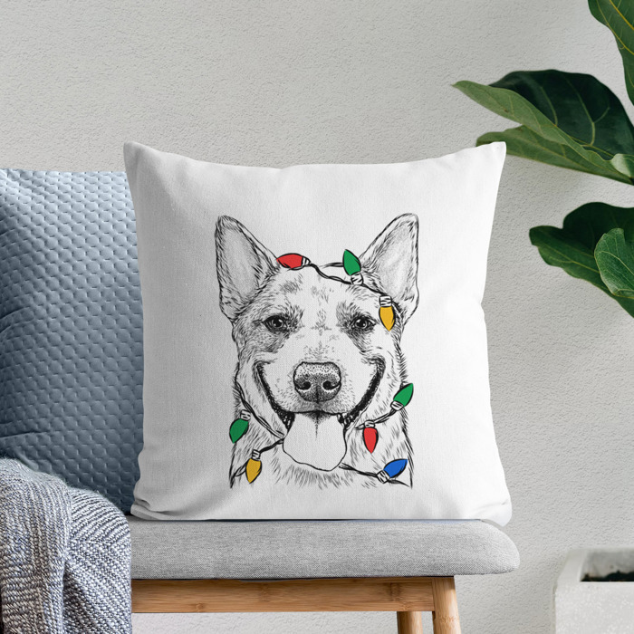 Christmas Lights Dog Breed Throw Pillow Cover - 40+ Dog Breeds