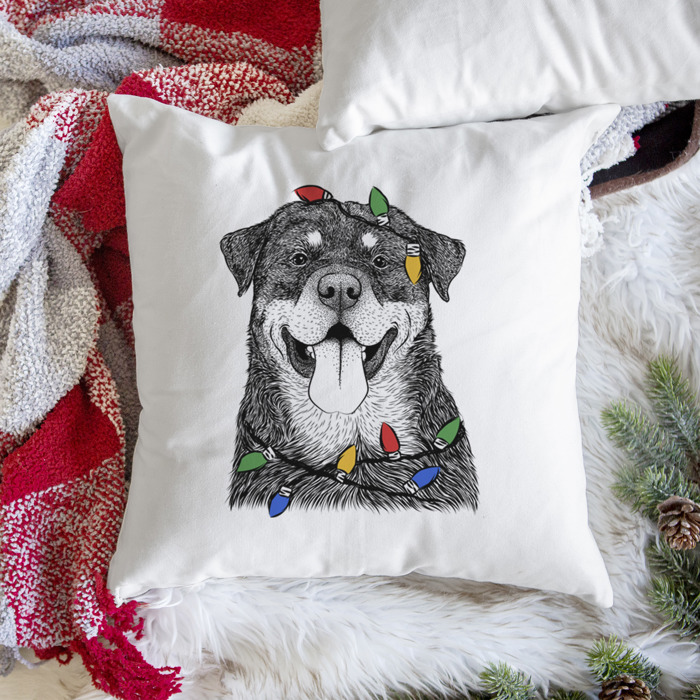 Christmas Lights Dog Breed Throw Pillow Cover - 40+ Dog Breeds