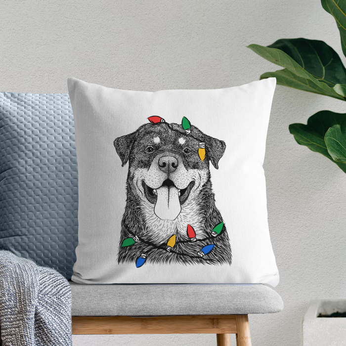 Christmas Lights Dog Breed Throw Pillow Cover - 40+ Dog Breeds
