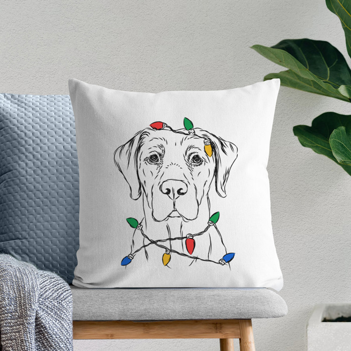 Christmas Lights Dog Breed Throw Pillow Cover - 40+ Dog Breeds