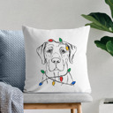 Labrador Retriever 1 Christmas Lights Dog Breed Throw Pillow Cover - 40+ Dog Breeds