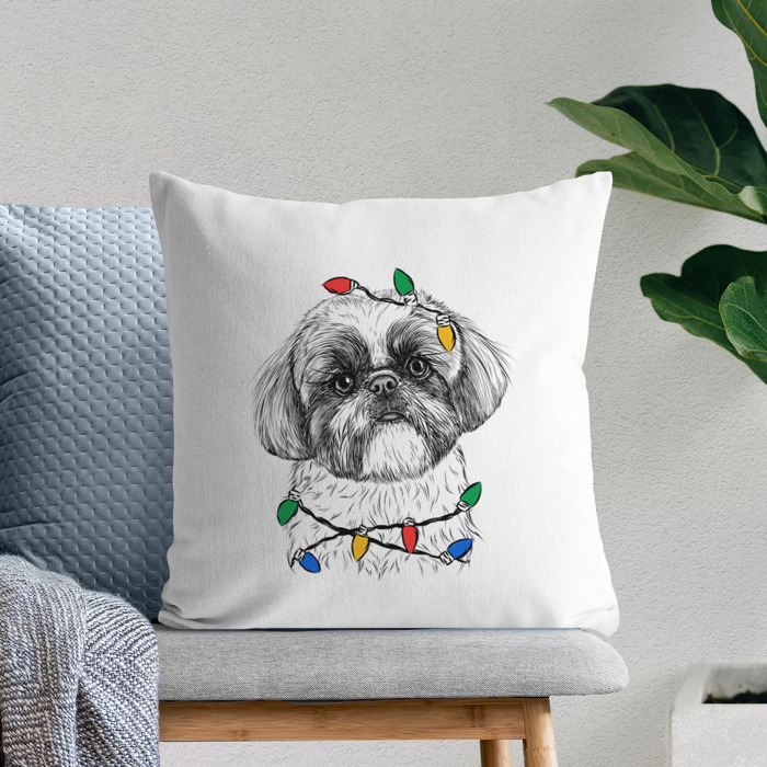 Christmas Lights Dog Breed Throw Pillow Cover - 40+ Dog Breeds