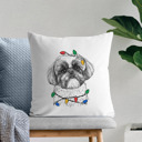 Shih Tzu Christmas Lights Dog Breed Throw Pillow Cover - 40+ Dog Breeds