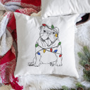 English Bulldog Christmas Lights Dog Breed Throw Pillow Cover - 40+ Dog Breeds