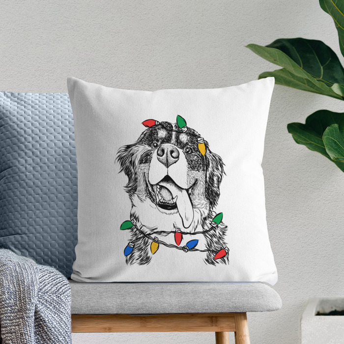 Christmas Lights Dog Breed Throw Pillow Cover - 40+ Dog Breeds
