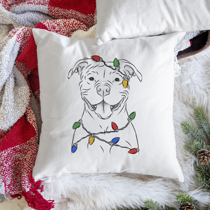 Christmas Lights Dog Breed Throw Pillow Cover - 40+ Dog Breeds