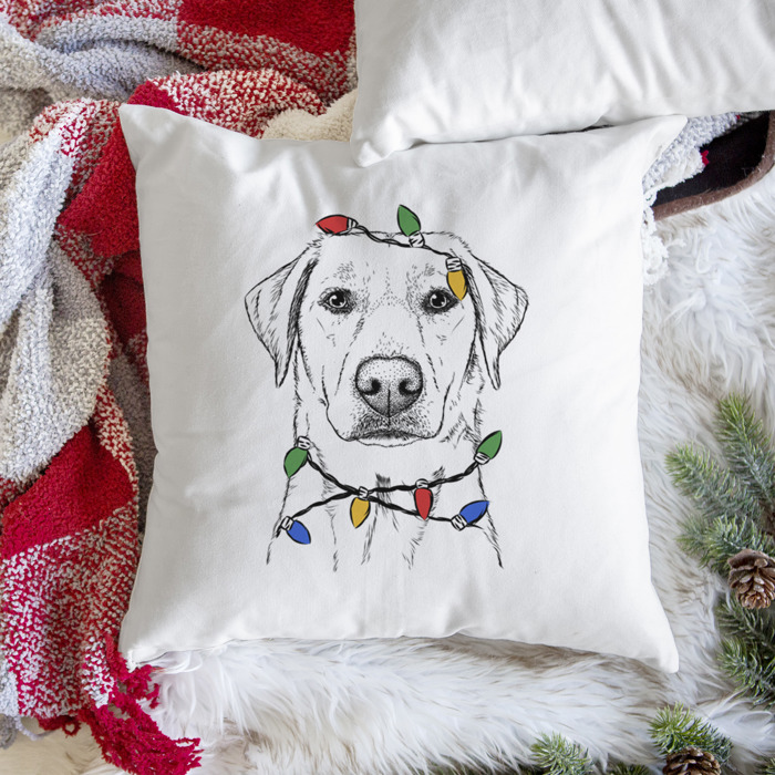 Christmas Lights Dog Breed Throw Pillow Cover - 40+ Dog Breeds